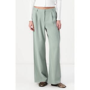 Abercrombie & Fitch Curve Love Wide Leg Pants Sage Green High Rise Trouser